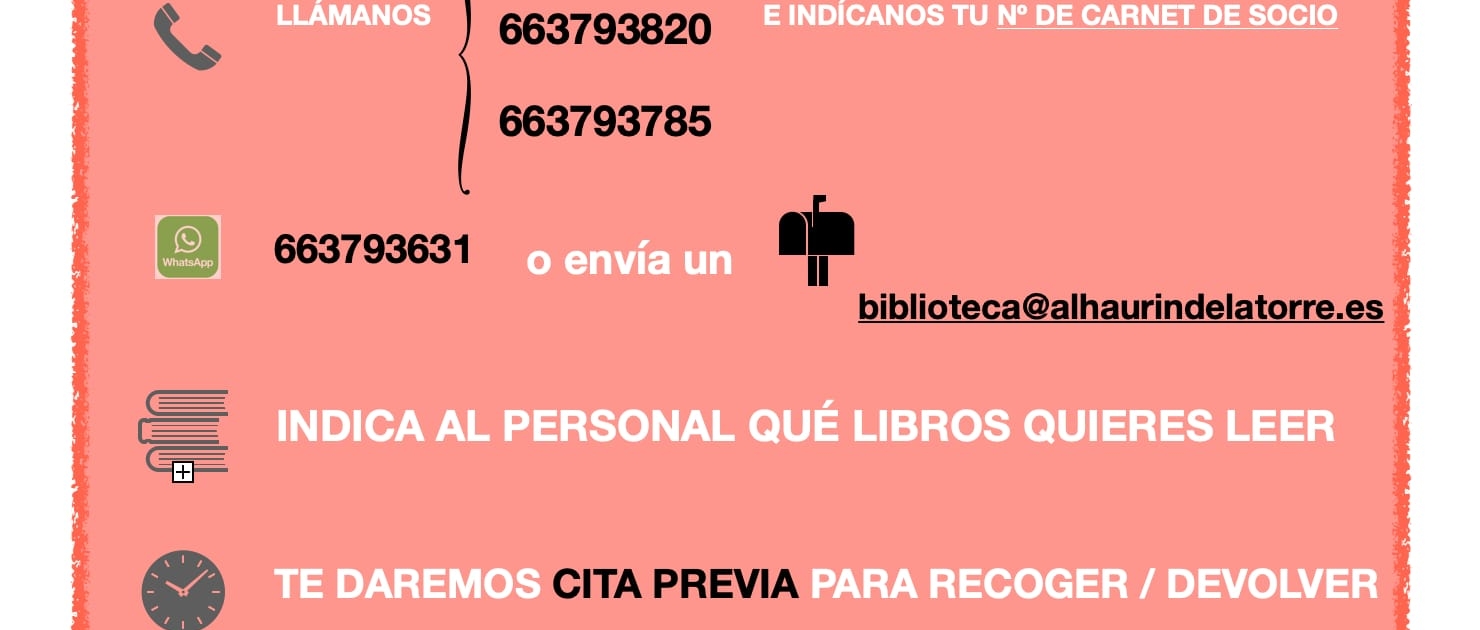 Activamos a partir del lunes 18 de Mayo el préstamo y devolución con cita previa