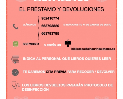 Activamos a partir del lunes 18 de Mayo el préstamo y devolución con cita previa