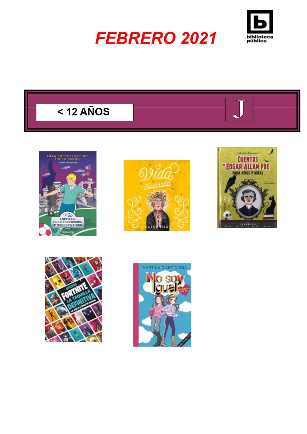 Novedades Infantiles/Juveniles febrero 2021