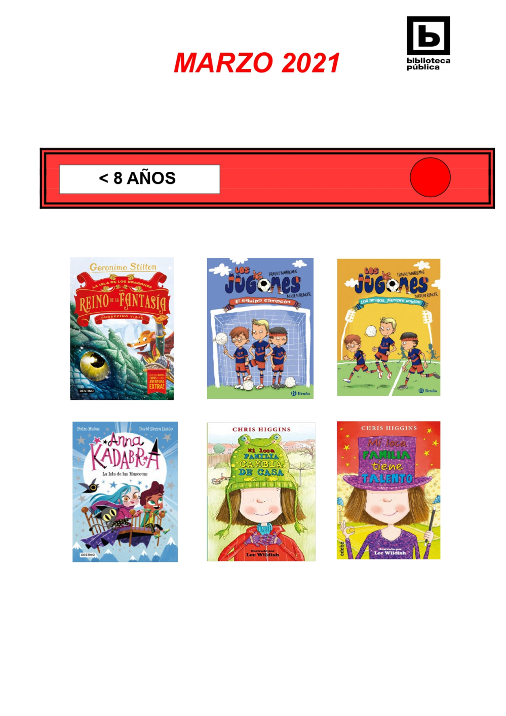 Novedades Infantiles / Juveniles marzo 2021