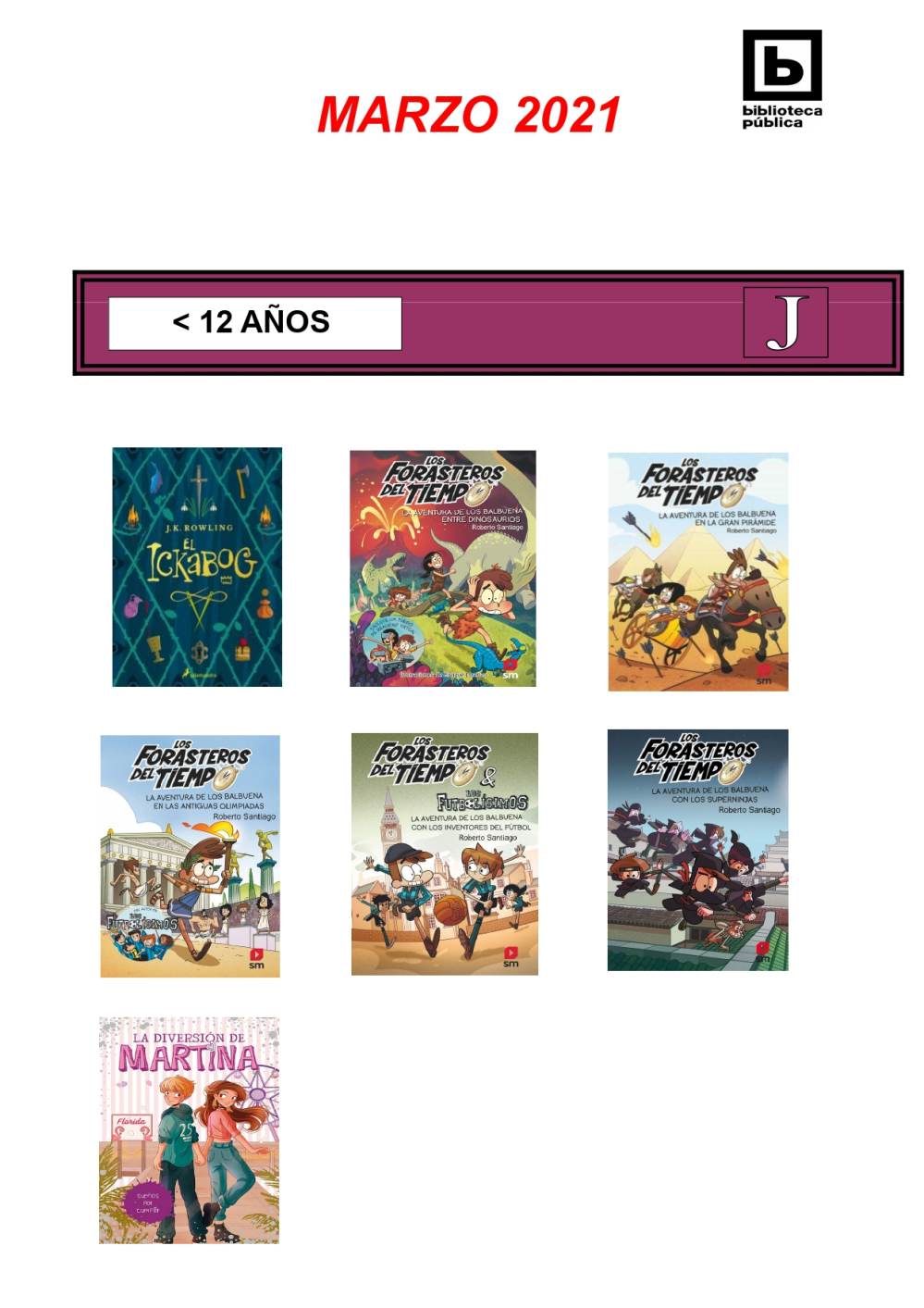 Novedades Infantiles / Juveniles marzo 2021