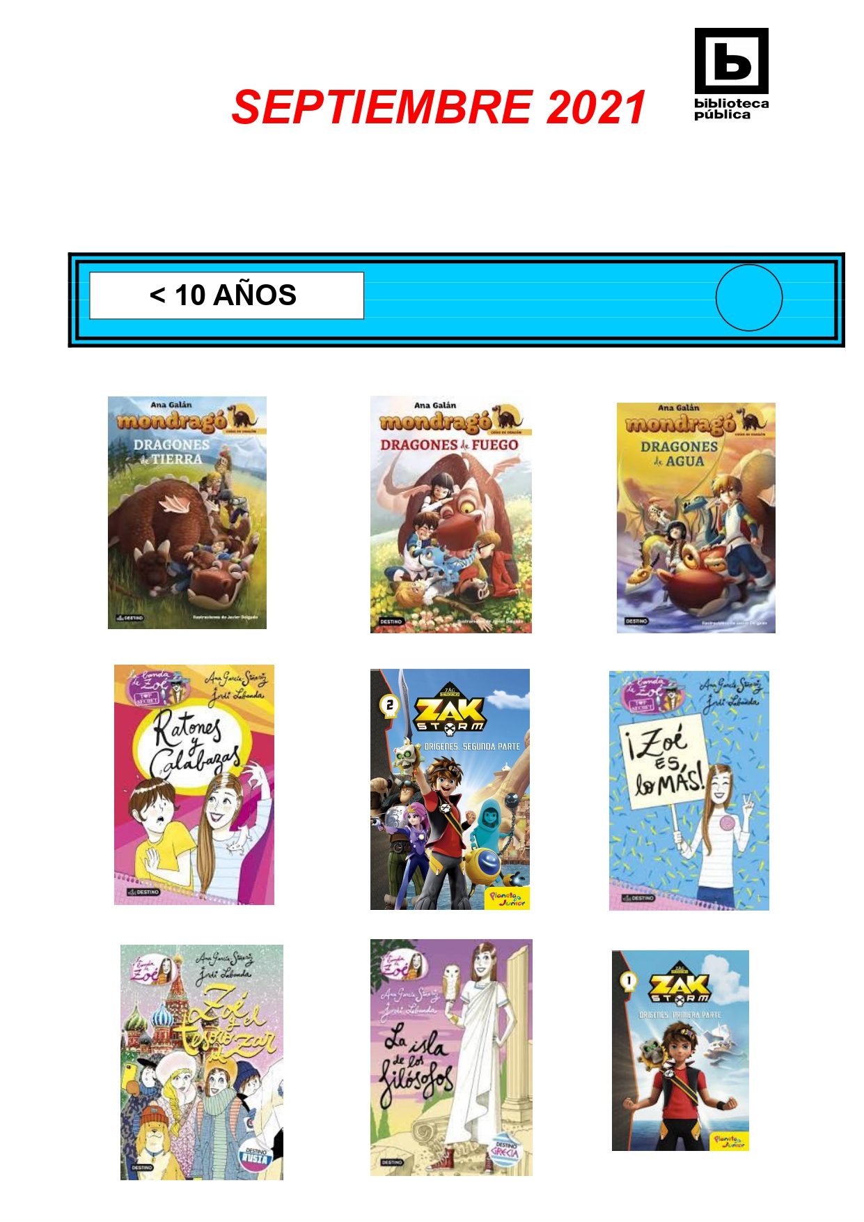 NOVEDADES INFANTILES / JUVENILES SEPTIEMBRE 2021