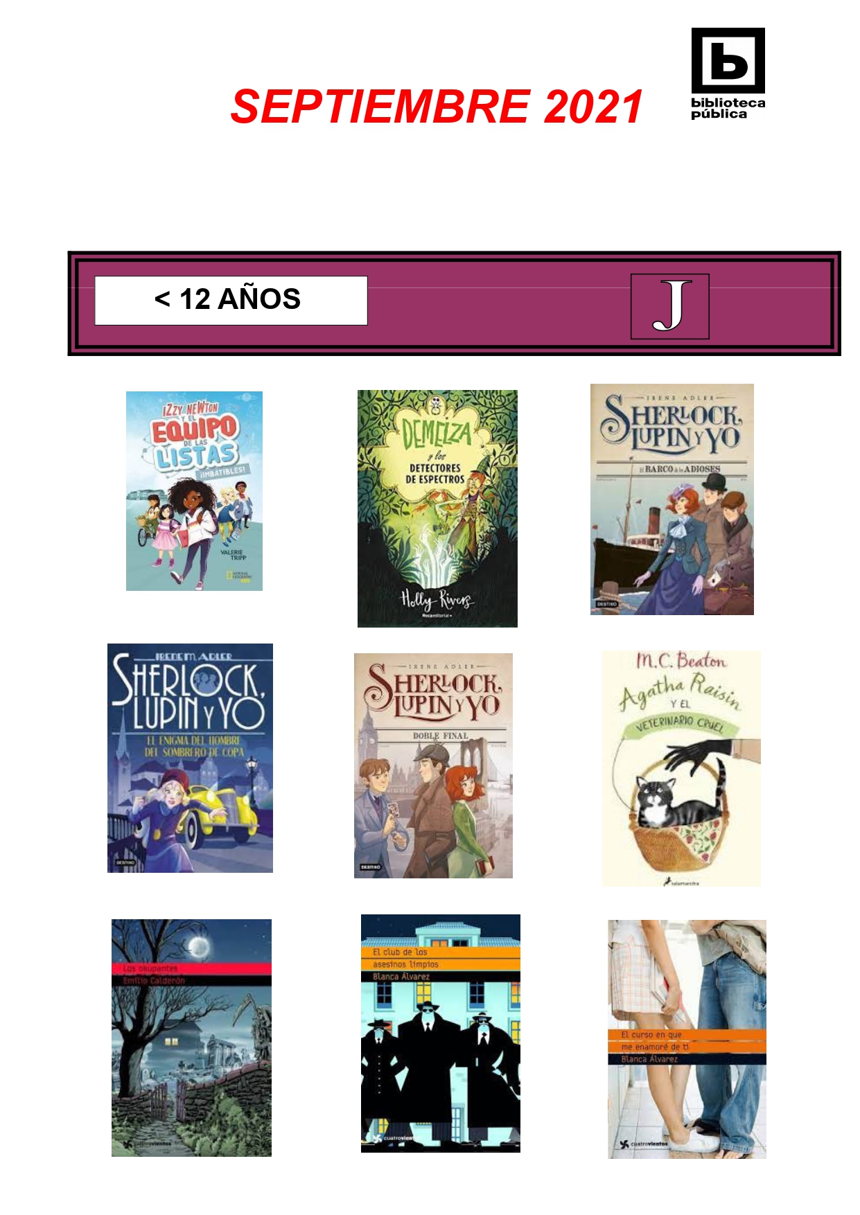 NOVEDADES INFANTILES / JUVENILES SEPTIEMBRE 2021