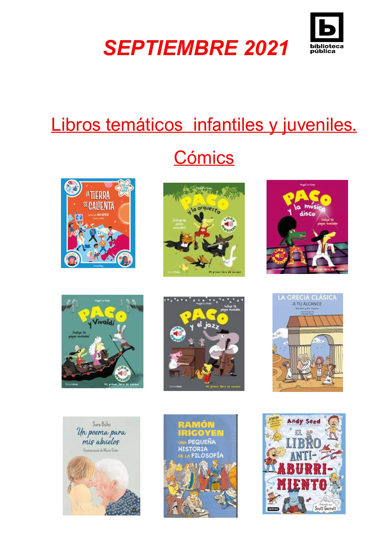 NOVEDADES INFANTILES / JUVENILES SEPTIEMBRE 2021