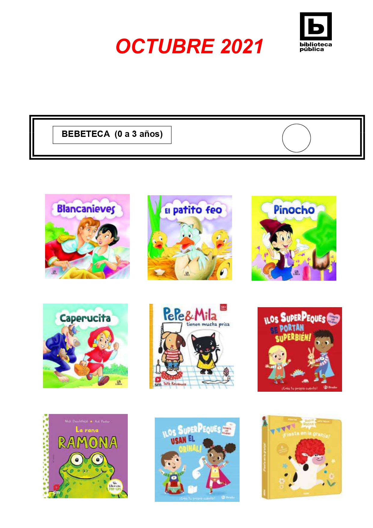 NOVEDADES INFANTILES / JUVENILES OCTUBRE 2021