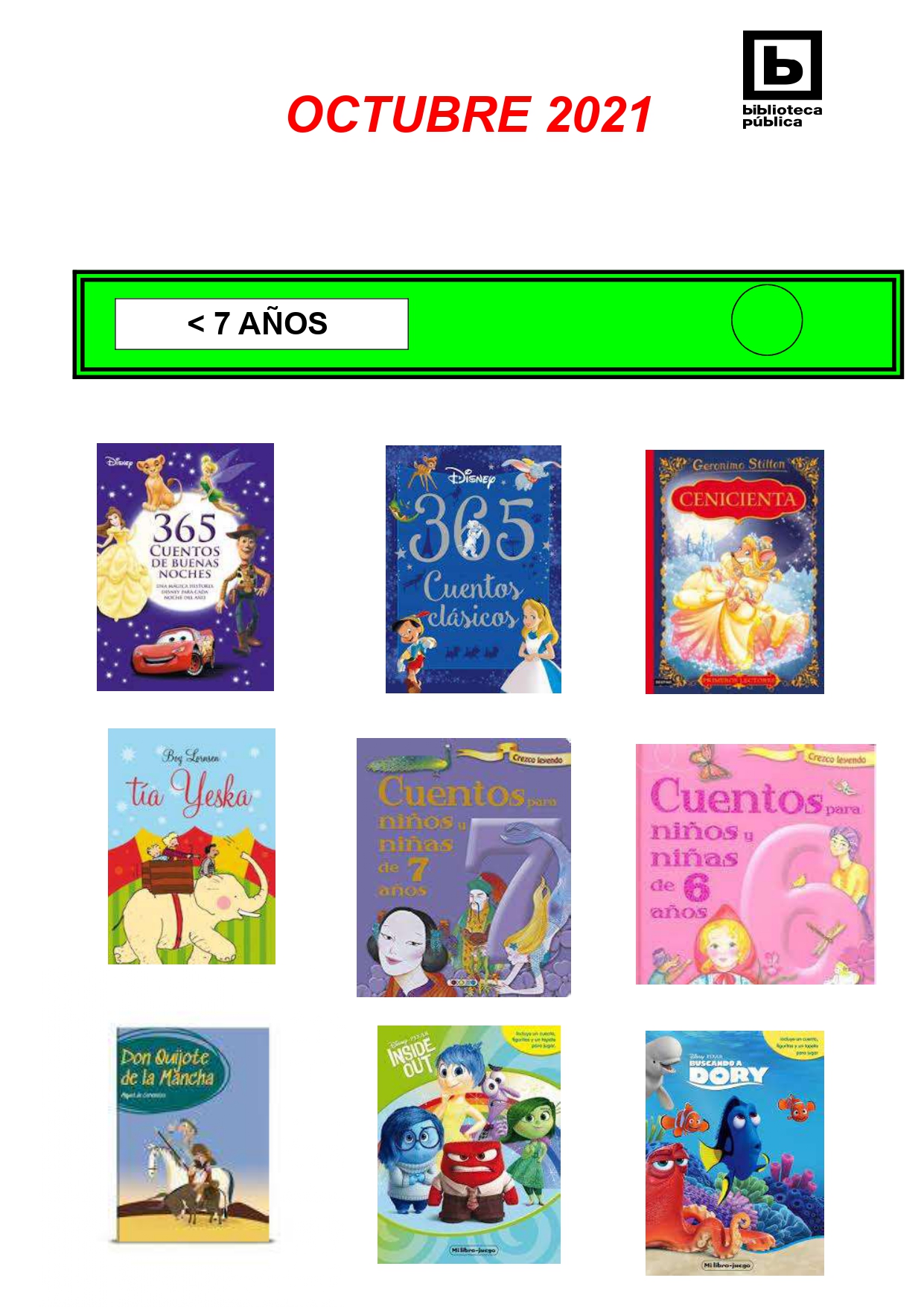 NOVEDADES INFANTILES / JUVENILES OCTUBRE 2021