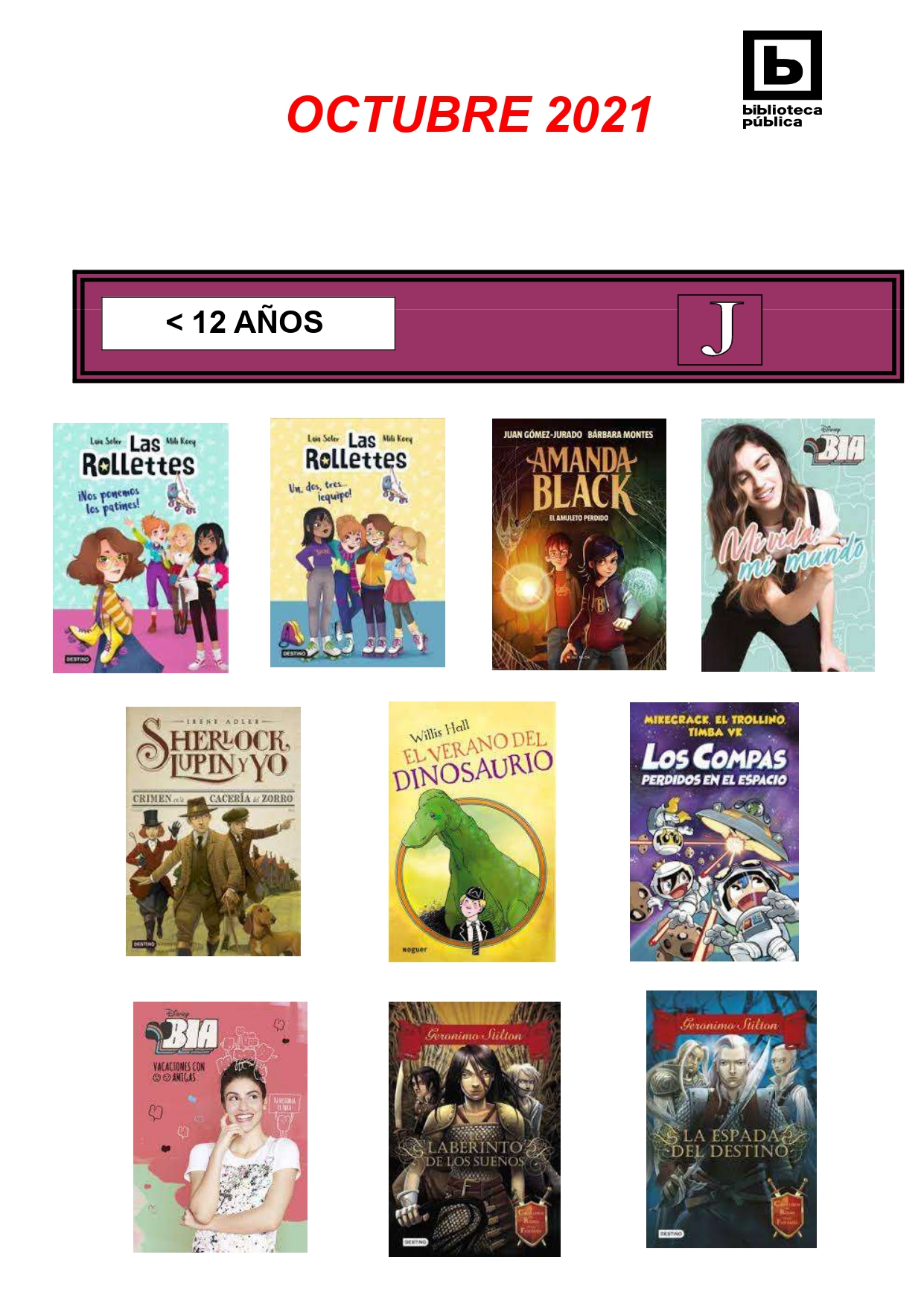 NOVEDADES INFANTILES / JUVENILES OCTUBRE 2021