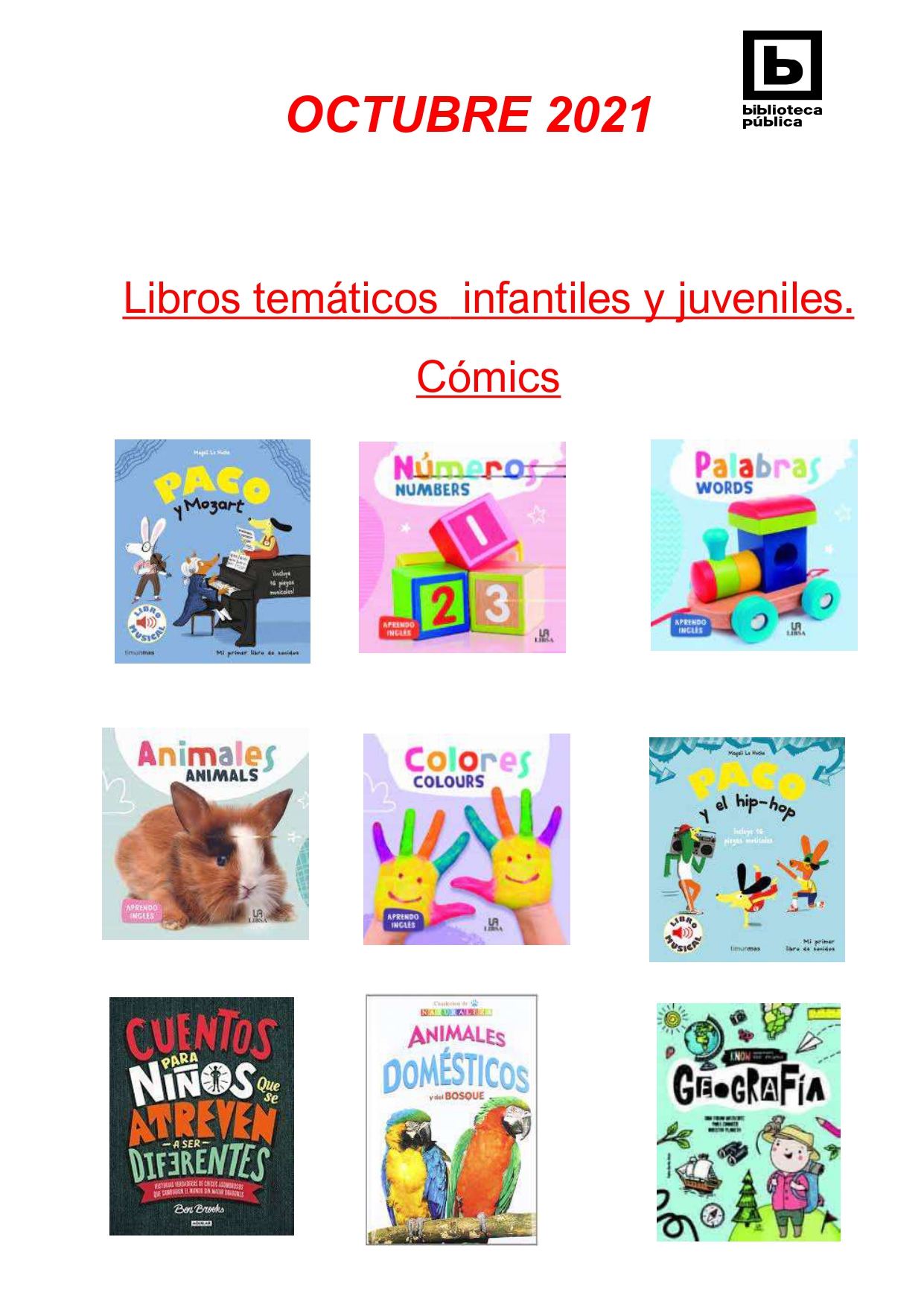 NOVEDADES INFANTILES / JUVENILES OCTUBRE 2021