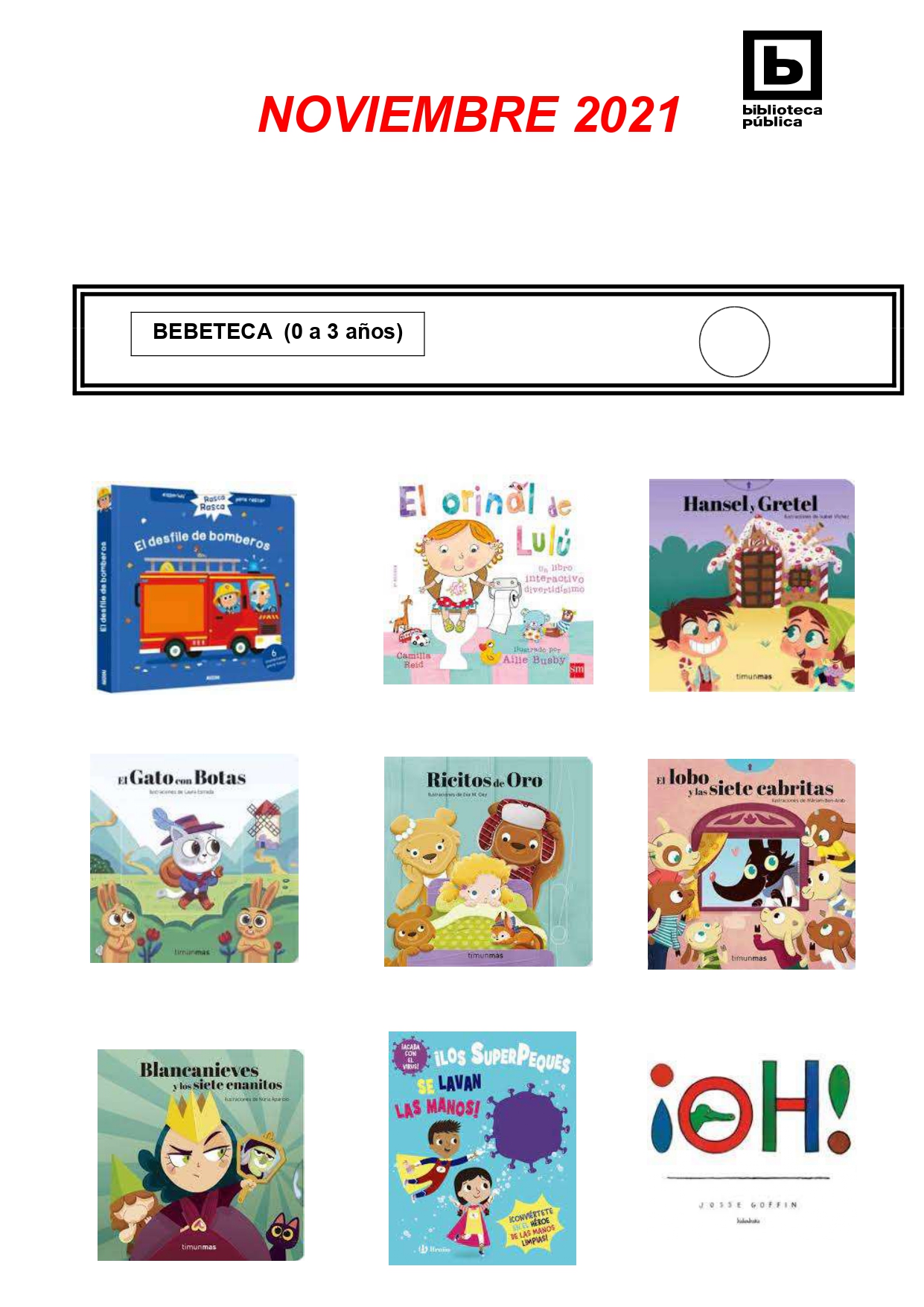 NOVEDADES INFANTILES NOVIEMBRE 2021