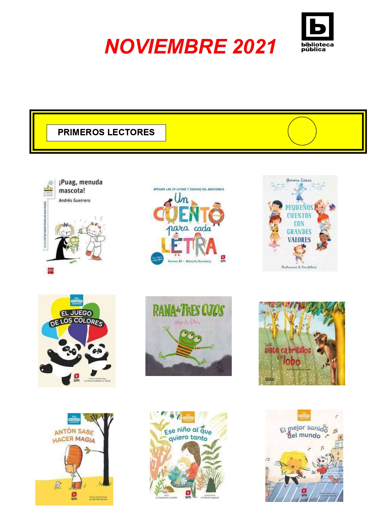 NOVEDADES INFANTILES NOVIEMBRE 2021