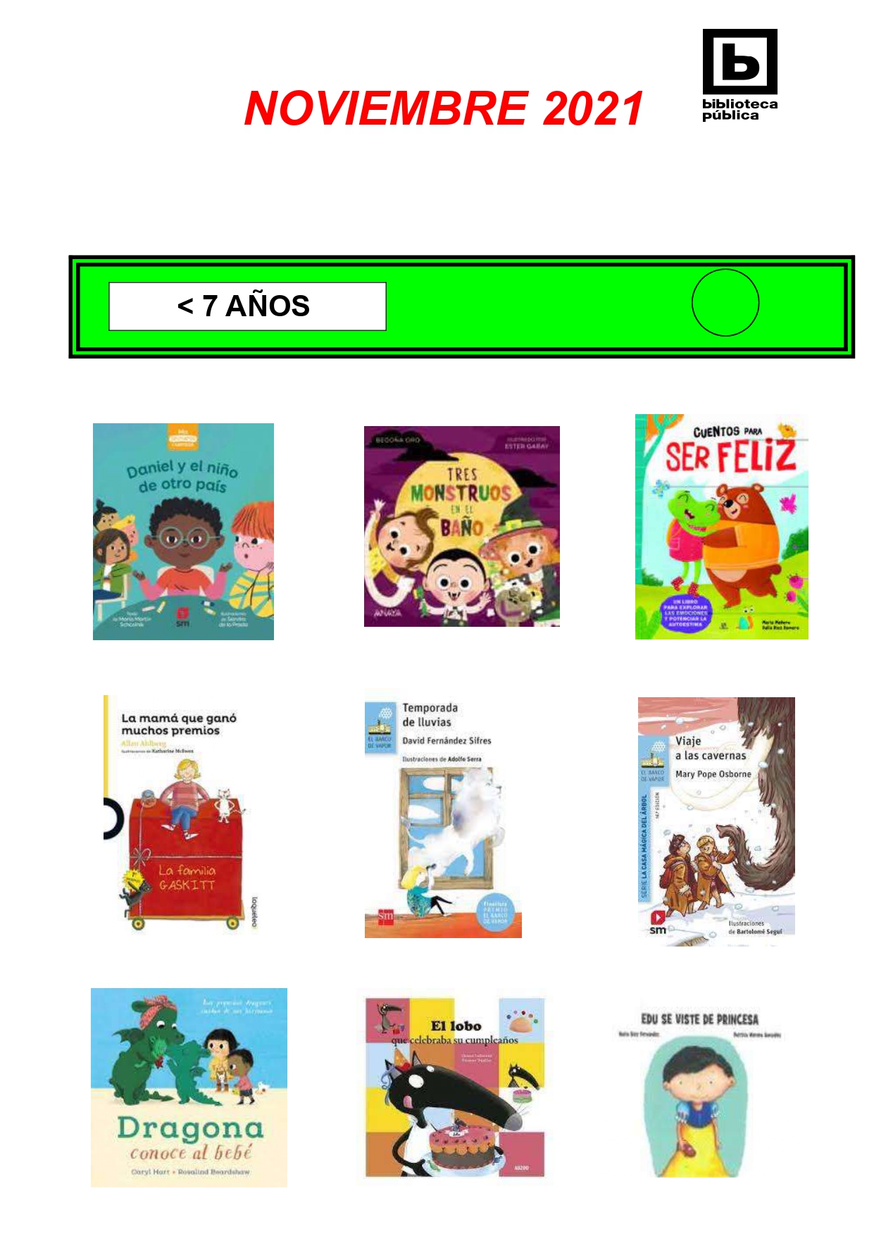 NOVEDADES INFANTILES NOVIEMBRE 2021