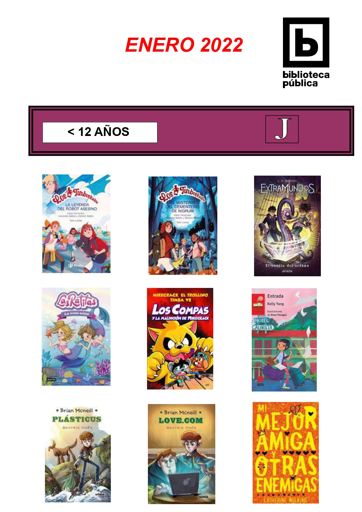 Novedades infantiles / juveniles de enero 2022