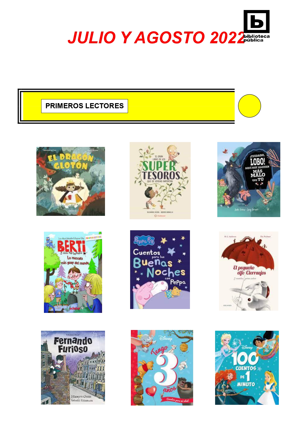 NOVEDADES INFANTILES JULIO Y AGOSTO 2022