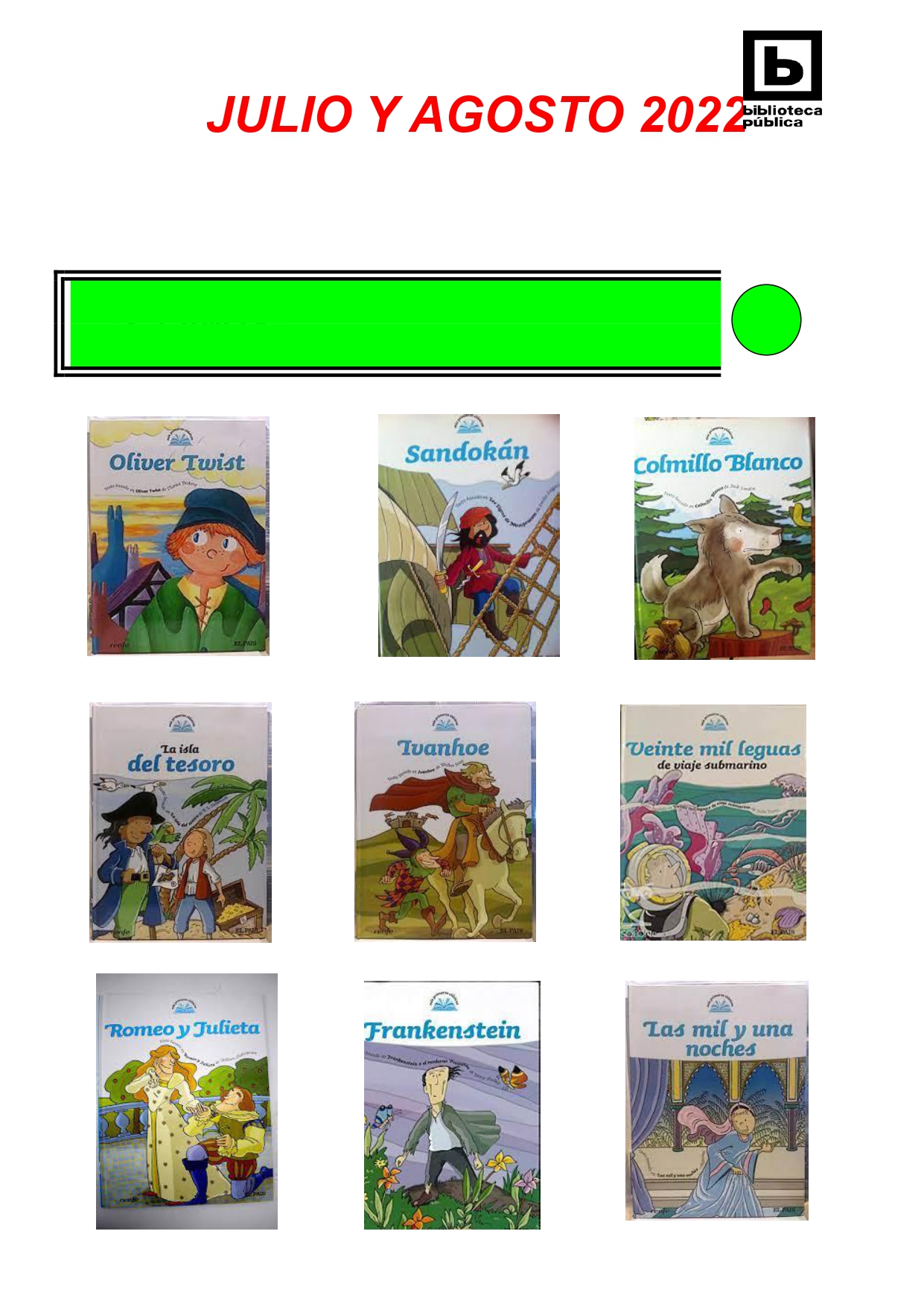 NOVEDADES INFANTILES JULIO Y AGOSTO 2022