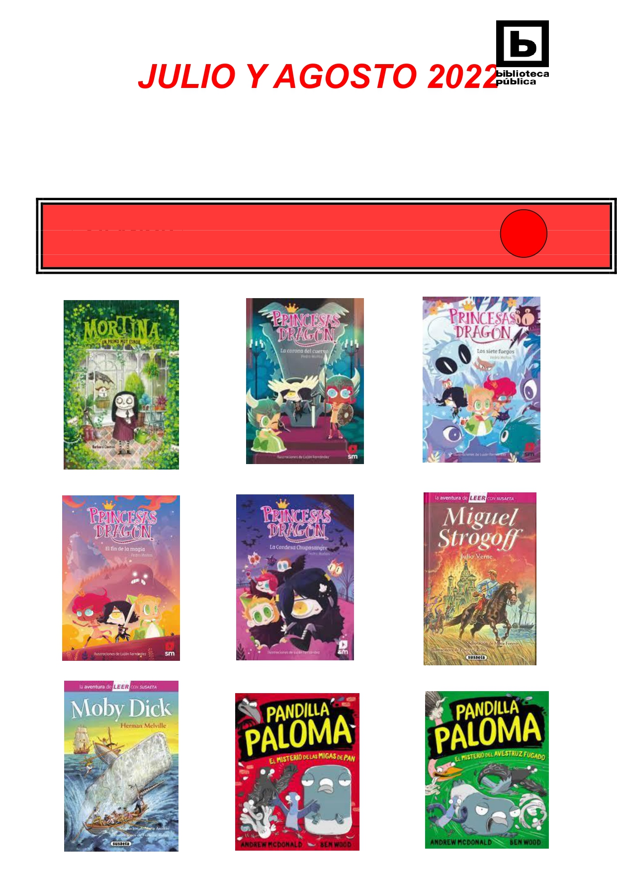 NOVEDADES INFANTILES JULIO Y AGOSTO 2022