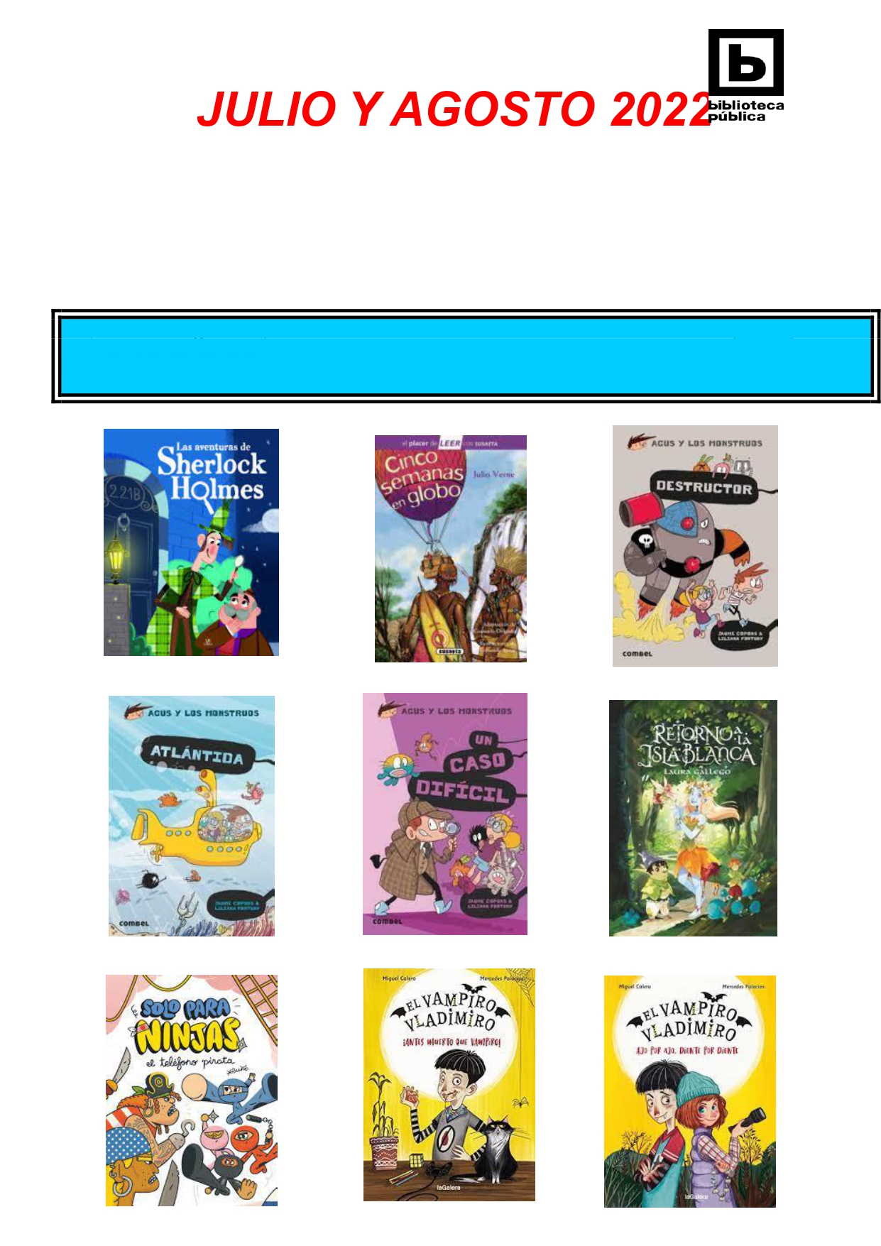 NOVEDADES INFANTILES JULIO Y AGOSTO 2022