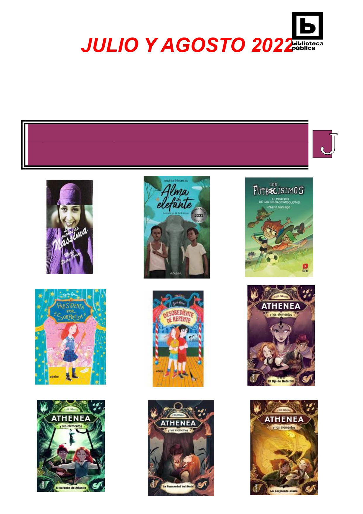 NOVEDADES INFANTILES JULIO Y AGOSTO 2022