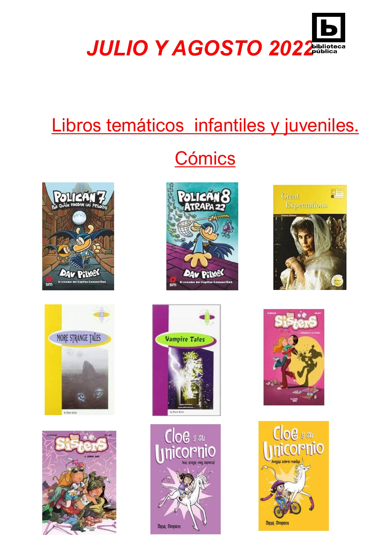 NOVEDADES INFANTILES JULIO Y AGOSTO 2022