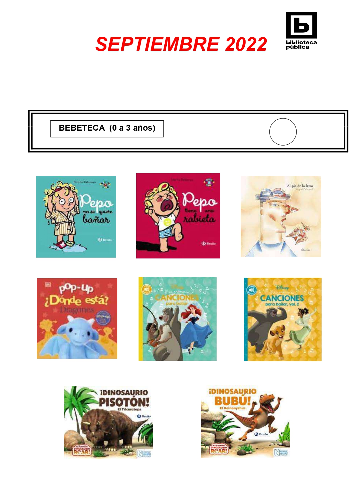 NOVEDADES INFANTILES SEPTIEMBRE 2022