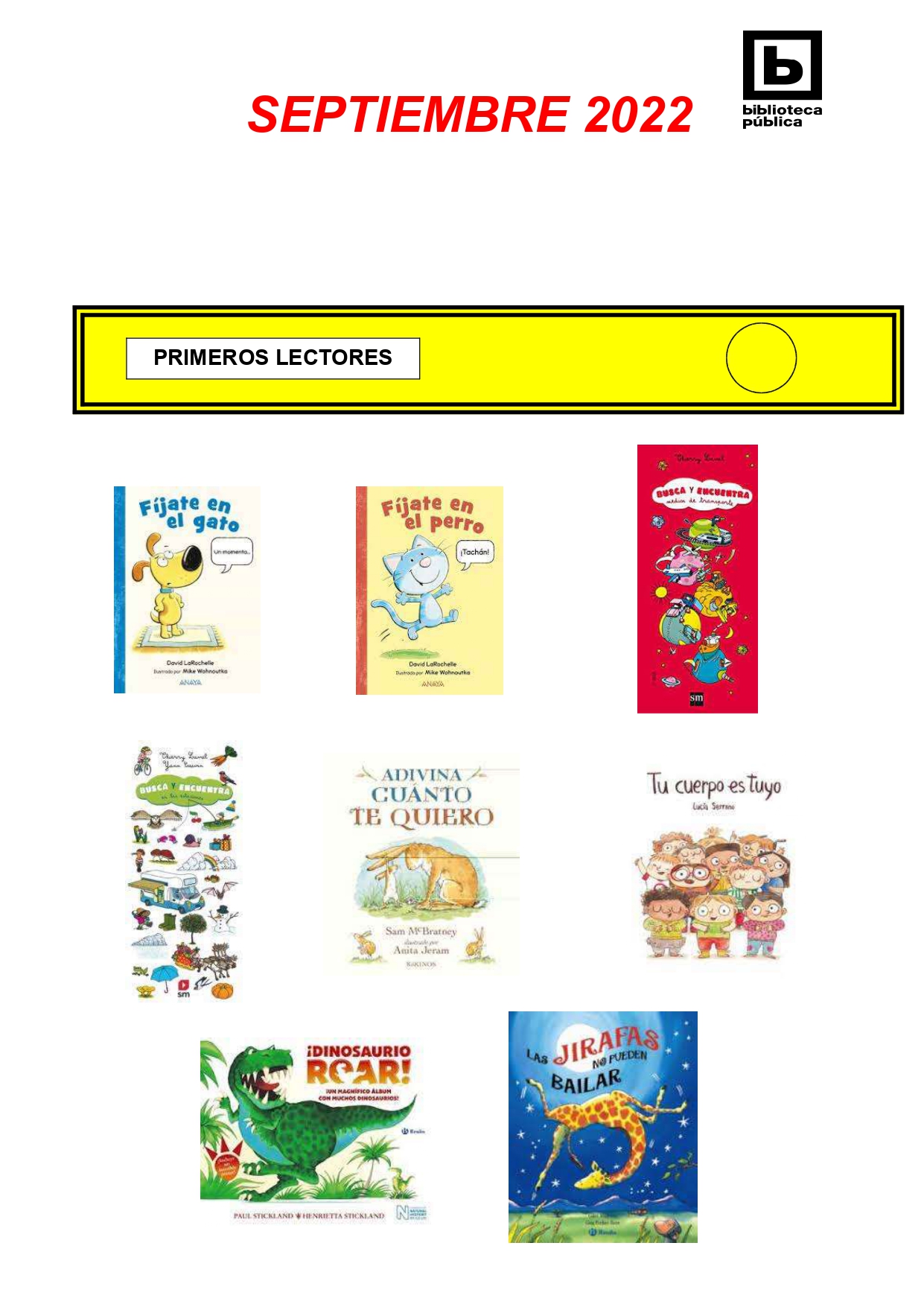 NOVEDADES INFANTILES SEPTIEMBRE 2022