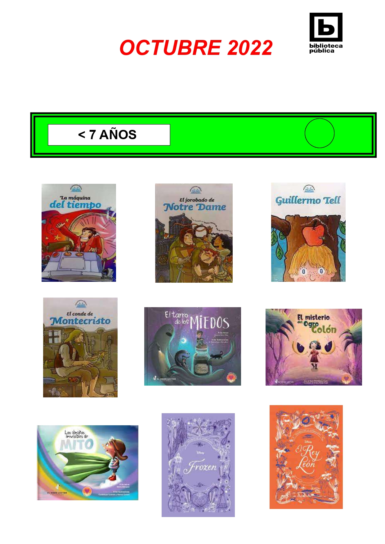 NOVEDADES INFANTILES OCTUBRE 2022