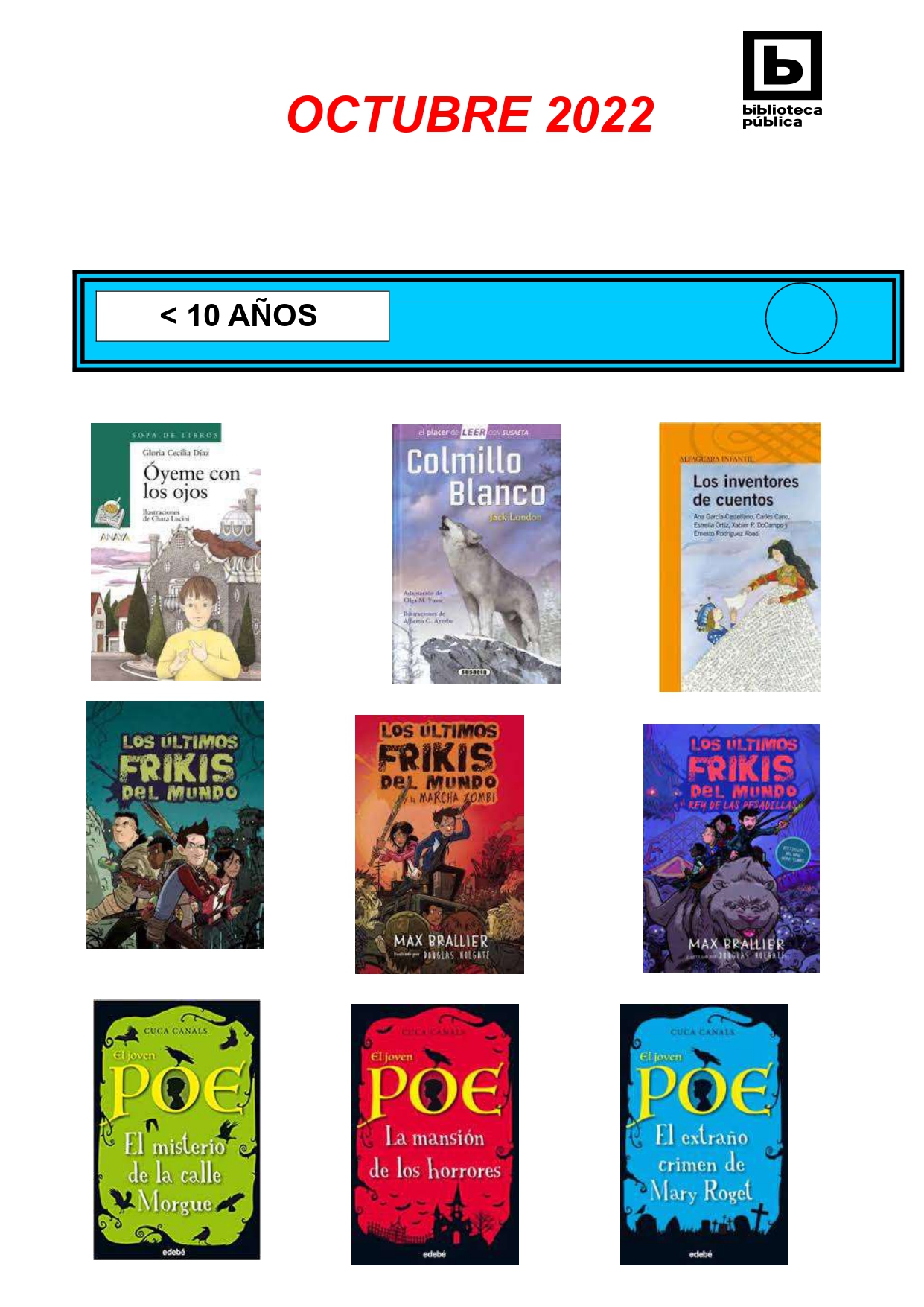 NOVEDADES INFANTILES OCTUBRE 2022