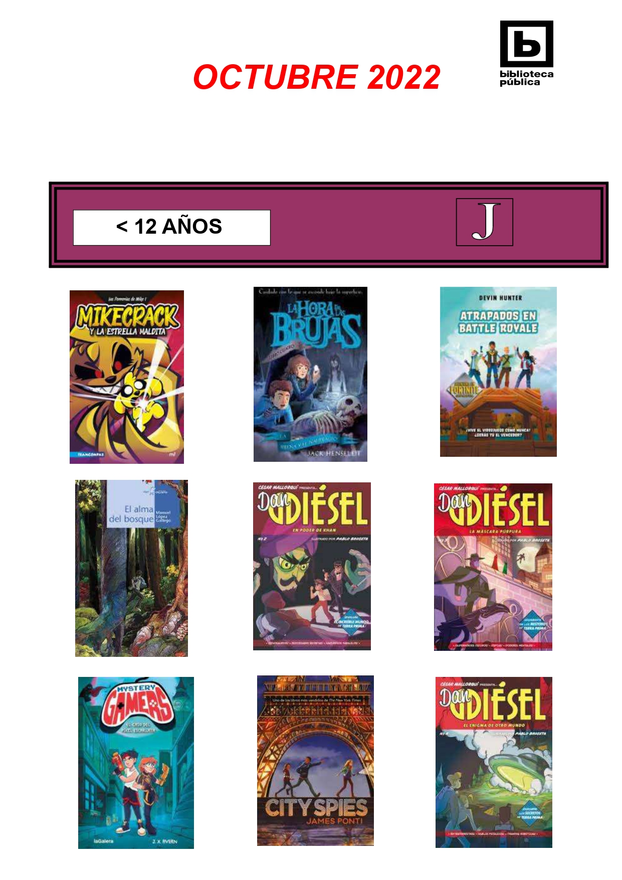 NOVEDADES INFANTILES OCTUBRE 2022