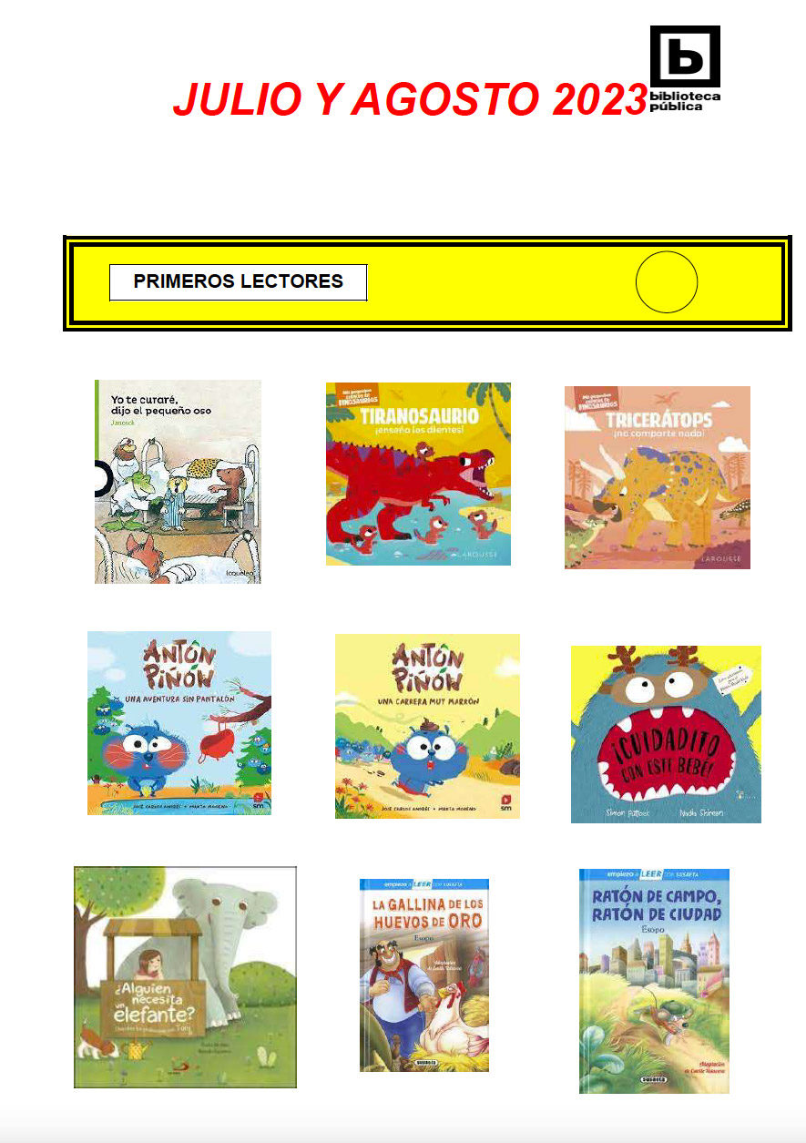 NOVEDADES INFANTILES JULIO Y AGOSTO 2023