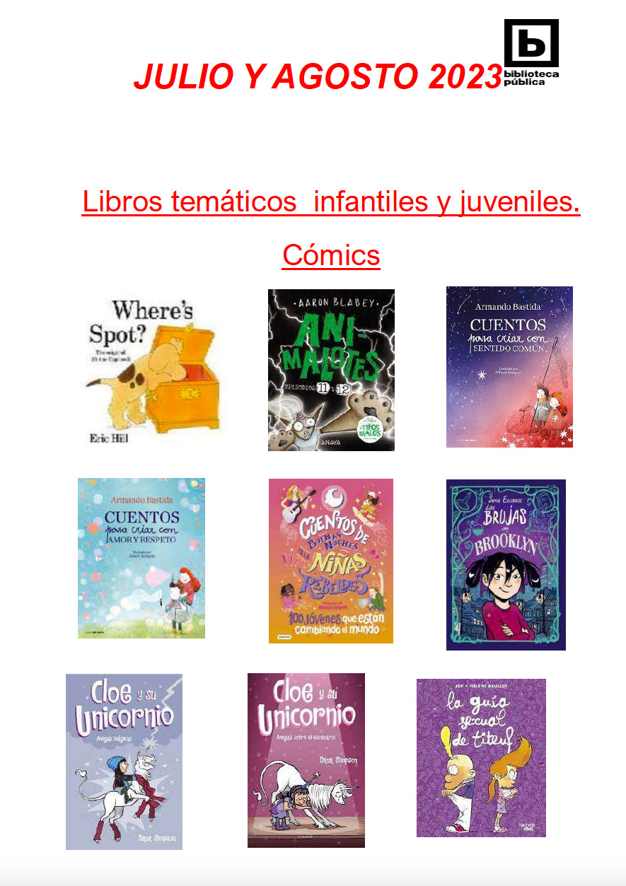 NOVEDADES INFANTILES JULIO Y AGOSTO 2023