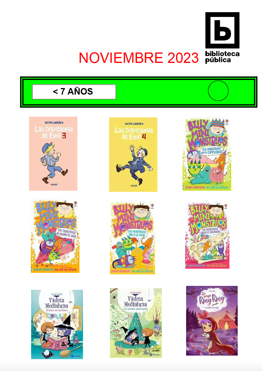 NOVEDADES INFANTIL JUVENIL NOVIEMBRE 2023