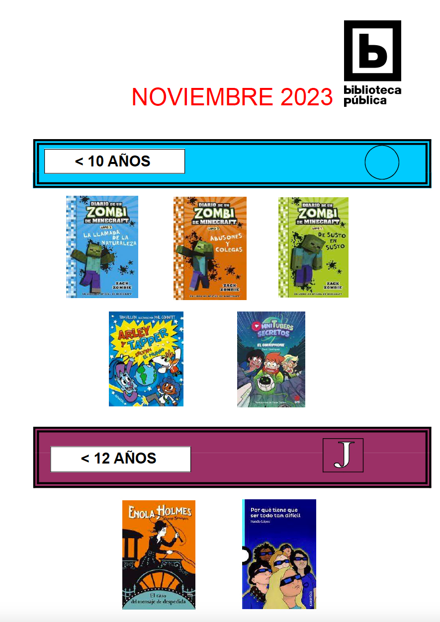 NOVEDADES INFANTIL JUVENIL NOVIEMBRE 2023