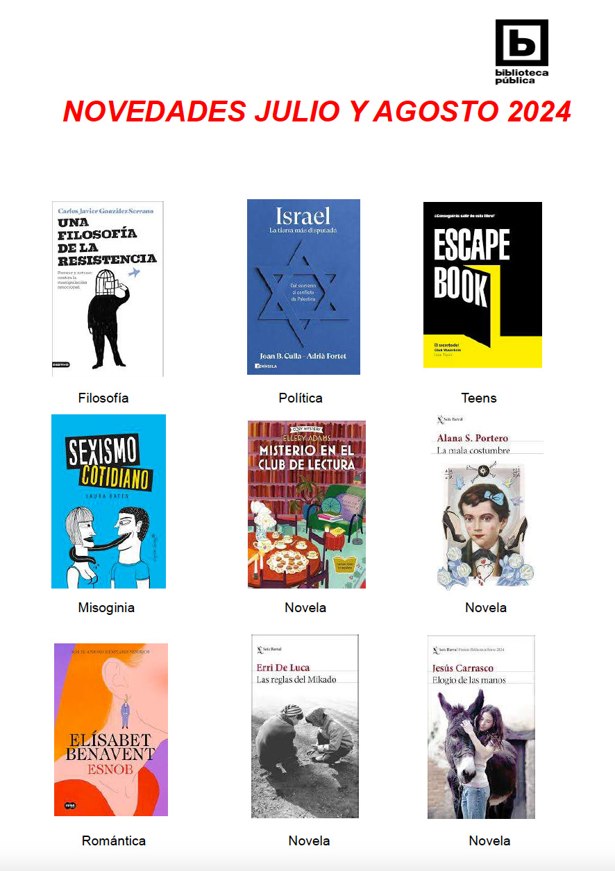 Novedades adultos de julio y agosto 2024