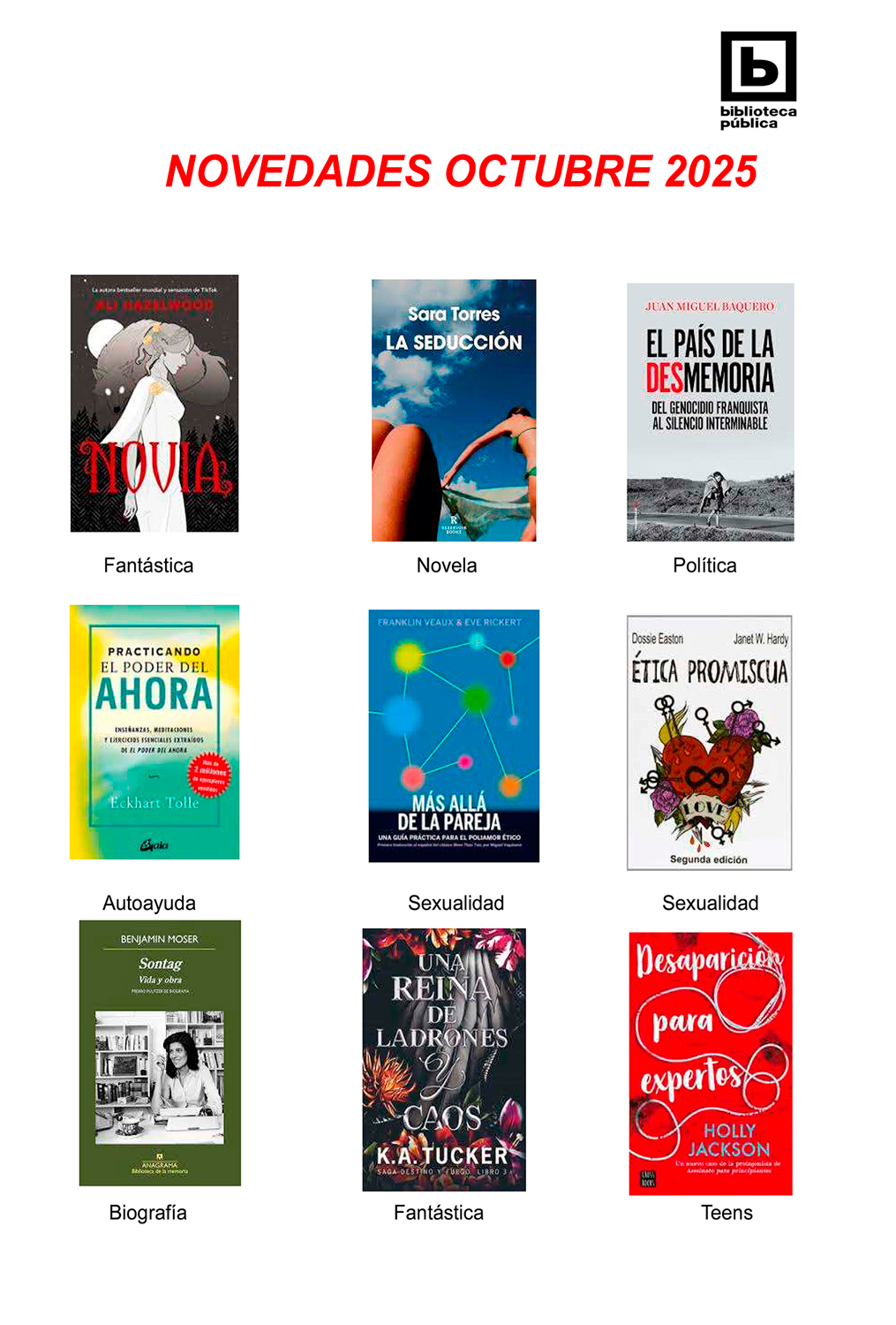 Novedades adultos de octubre 2025 Novedades adultos de octubre 2025