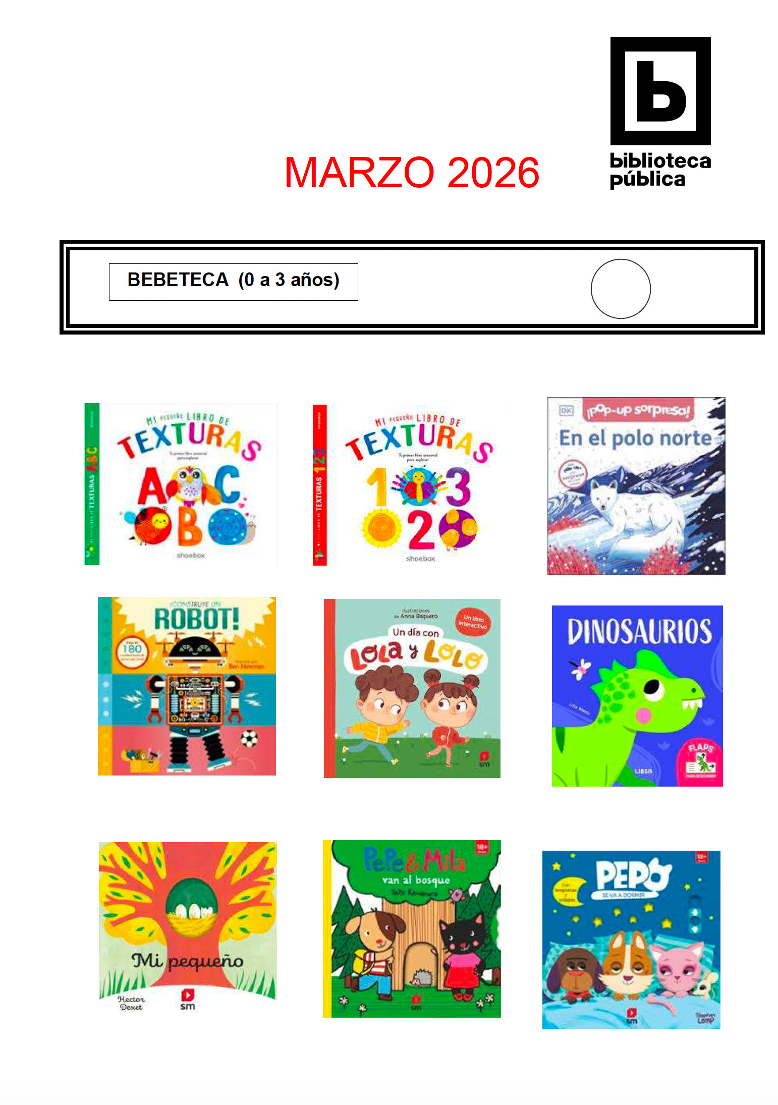 NOVEDADES INFANTILES MARZO 2026 NOVEDADES INFANTILES MARZO 2026